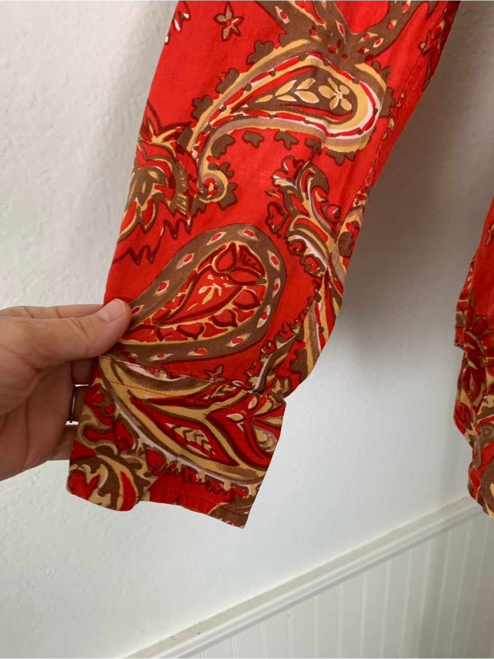 Wintersilks Silk Linen Blend Button Up Shirt Paisley Women’s S Orange Classic - Picture 6 of 15
